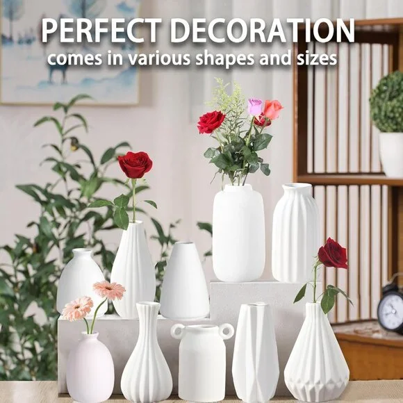 5'' White Ceramic Bud Vases Set of 20,Small Vases in Bulk for Flowers,Mini Vases